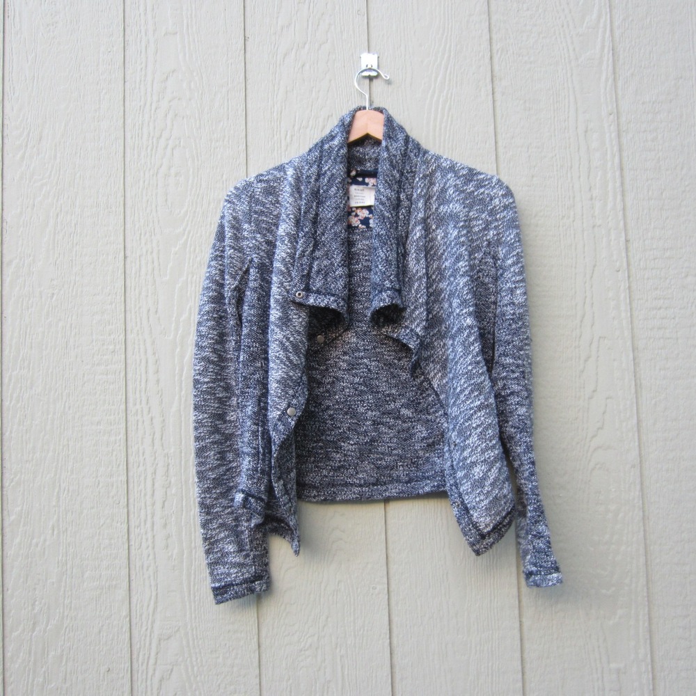 Saturday Sunday Anthropologie Cardigan ‎ Womens S Navy Space Dye Draped  Casual